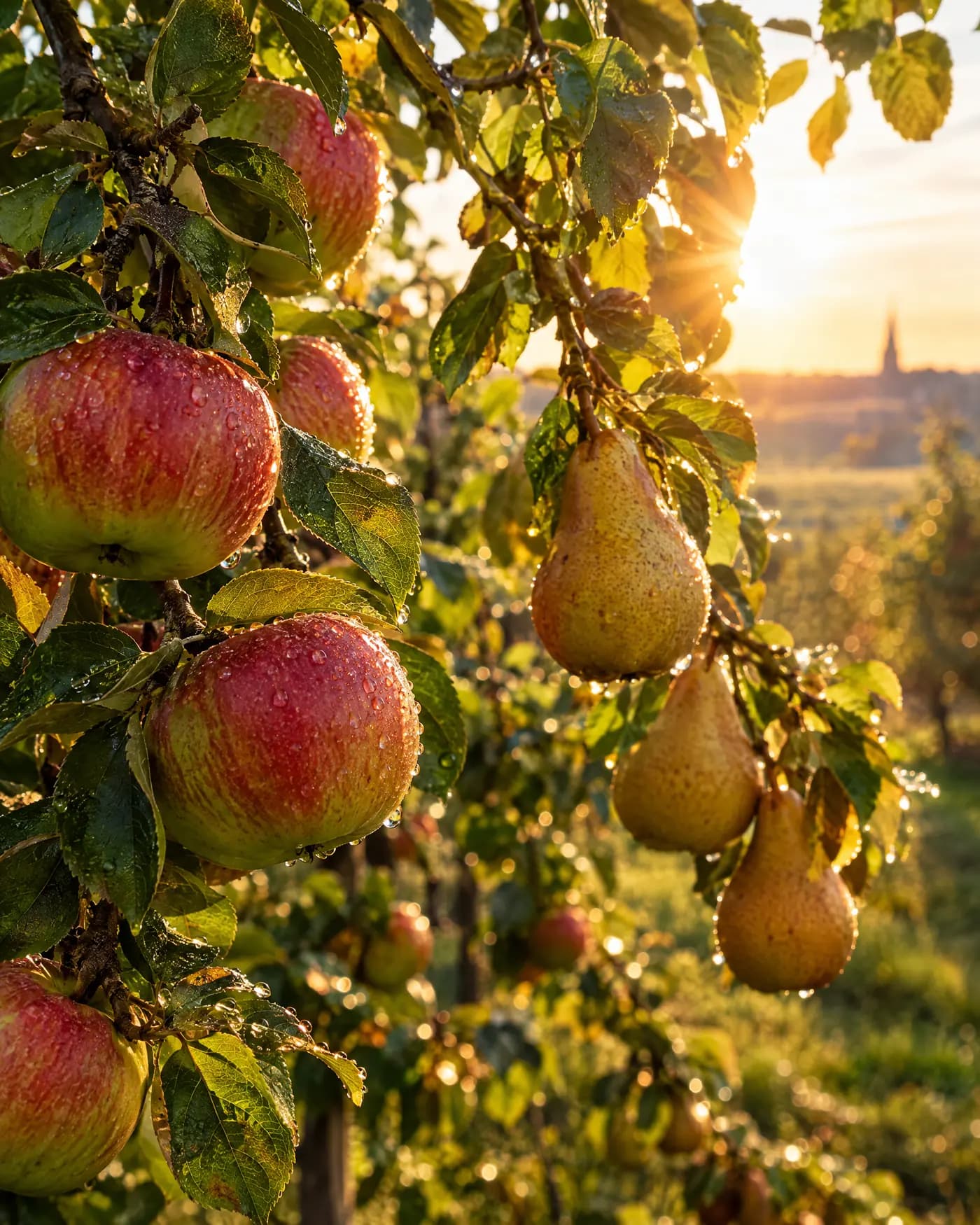 Äpfel und Birnen im Obstgarten